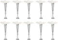 LoveCat 10pcs of Metal Trumpet Silver Vases for Table Centerpieces, Anniversary Celebration Wedding Party Dinner Table Centerpieces, Wedding Decorations, 21.9in/55.5cm Tall Minimalism Vases