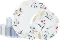 U-QE 50Pcs Wildflower Plastic Plates - Spring Floral Plates Disposable Heavy Duty, Fancy Floral Pattern Perfect for Weddings, Tea Parties, Holidays - 10.25" Dinner Plate & 7.5" Dessert Plate