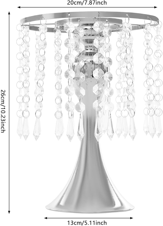 10 Pcs Glam Crystal Flower Stands, Wedding Reception Decorations with Sparkling Crystal Beads Table Center Display Flower Arrangement Flower Stand Metal Vase for Event Decor (Silver, Height:10.23in)