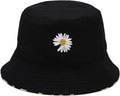 Flower Reversible Bucket Hat Cotton Summer Travel Beach Sun Hats Emboridery for Women Men
