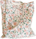 Cotton Canvas Tote Bag Reusable Soft Grocery Cloth Bag Floral Shoulder Bag for Beach Travel Shopping