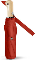 Cute Duck Umbrella Automatic - Compact Pretty Pocket Size Strong Duck Collapsible Umbrella Yellow Wooden Handle for Women