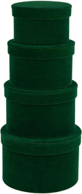GnFlus Round Gift Boxes with Lids for Presents Set of 4 Green Velvet Nesting Gifts Box for Arrangements Flowers Wedding Birthday Valentines Bridesmaid Christmas Party Anniversary