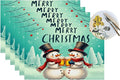 PVC Placemats Set of 6 Wipeable Table Mats Washable Heat Resistant Non Slip Vinyl Dining Table Mat for Kitchen Indoor Outdoor Patio Farmhouse Place Mats Christmas Snowman Beer Decorative