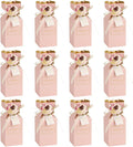 MAYJOYDIY 12 Pack 3D Flower Candy Boxes with Ribbons 2.24x2.24x5.51 Inch Pink Gift Favor Boxes Paper Candy Storage Containers for Wedding Shower Anniversary Birthday Party Celebration