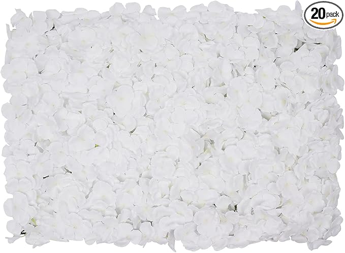16"x 24" Artificial Flower Wall Panels,Flower Wall Mat Silk Flower Panels for Outdoor Garden Backyard Fence Fence Privacy Screen and Indoor Wall Decor(20Pcs White,Style 3)