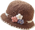 Flower Knit Crochet Fuzzy Bucket Hat Women Winter Warm Beanies Hat Furry Plush Faux Fur Fishing Skull Cap Fishman Hats