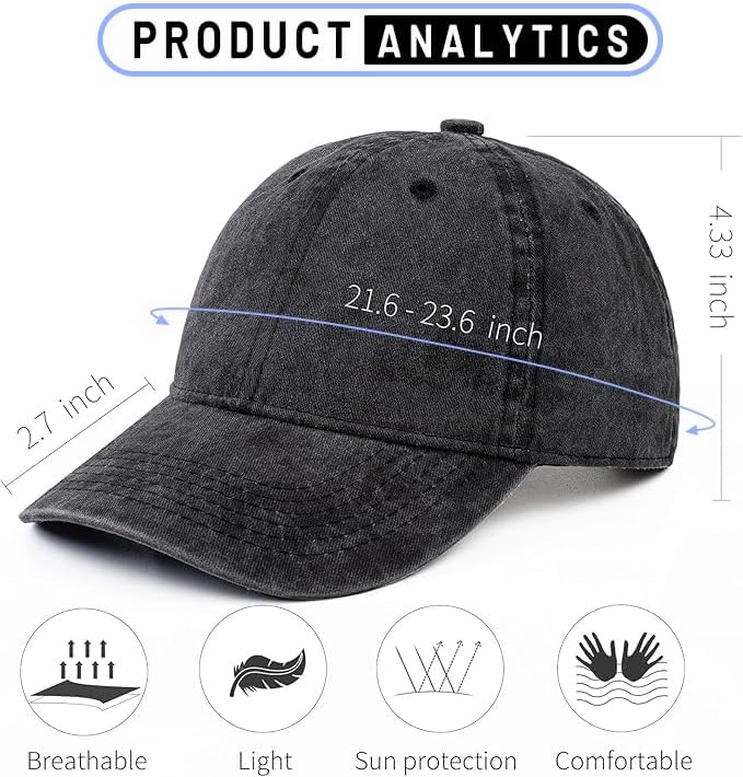 Baseball Caps for Men Women Washed Cotton Vintage Hats Adjustable Cool Fitted Ball Caps Truck Dad Hats Runnung Hiking