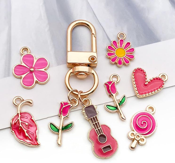 60pcs15 Types Flower Charms For Jewelry Making Enamel Flower Charms For Necklace Bracelet Earring for Gift that Office, Travel & DIY Creators