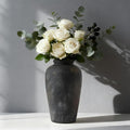 Large Ceramic Vase, 11 inch Minimalist Vase for Home Decor, Handmade Farmhouse Flower Vase for Table Centerpiece, Wedding, Living Room, Kitchen Decoration, Shelf Decor (Black)