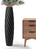 Tall Floor Vase, 23.6 inches Tall Vases Sturdy, Luxury, Textured for Decorative Branches Dried Flowers, Floor Vase for Rustic, Living Room, Shelf Decor (Black)