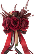 Dark Burgundy Wedding Bouquets for Bride Bridesmaids, Bridal Bouquet for Wedding Silk Artificial Flowers