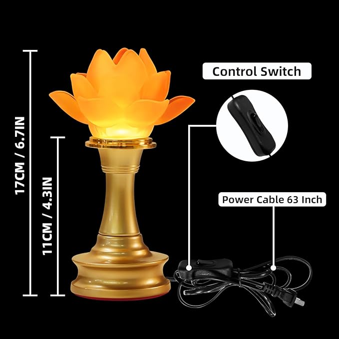 6.5inch 1 Pair-7 Color LED Lotus Flower Lamp - Lotus Buddhist Lamp Lights, Buddha Lamp Light with Adjustable Switch for Buddhist Occasions, Supplies Meditation
