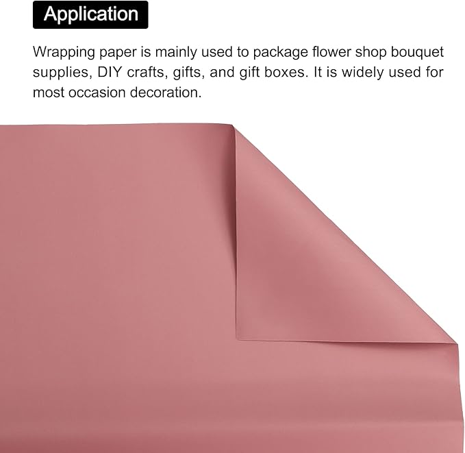 MECCANIXITY 20 Pcs Flower Wrapping Paper 22.8x22.8 Inch Waterproof Florists Wrapping Paper for Florist Bouquet Supplies, DIY Crafts, Gift/Gift Box Packaging Dark Red