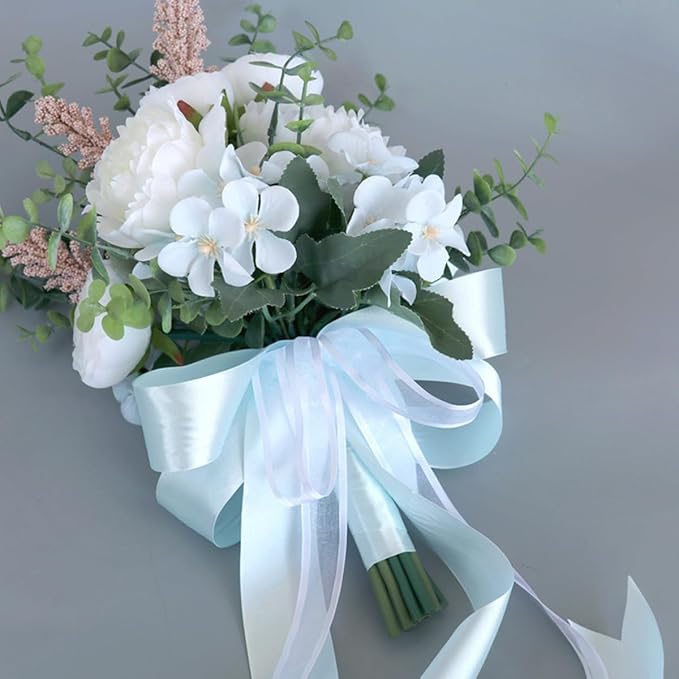 S_SSOY Wedding Bouquet Bride,Bride Bridal Bouquet Bridesmaid Artificial Flowers for Ceremony Anniversary Party Bridal Shower Decoration Wedding Bouquets (White Rose)