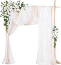 Ling's moment White Deluxe Artificial Wedding Arch Flowers with Drapes Kit-Pack of 5, 2pcs Flower Arrangements 3pcs Hanging Sheer Drapes Sage Ceremony Arbor Reception Backdrop Rose Floral Decorations