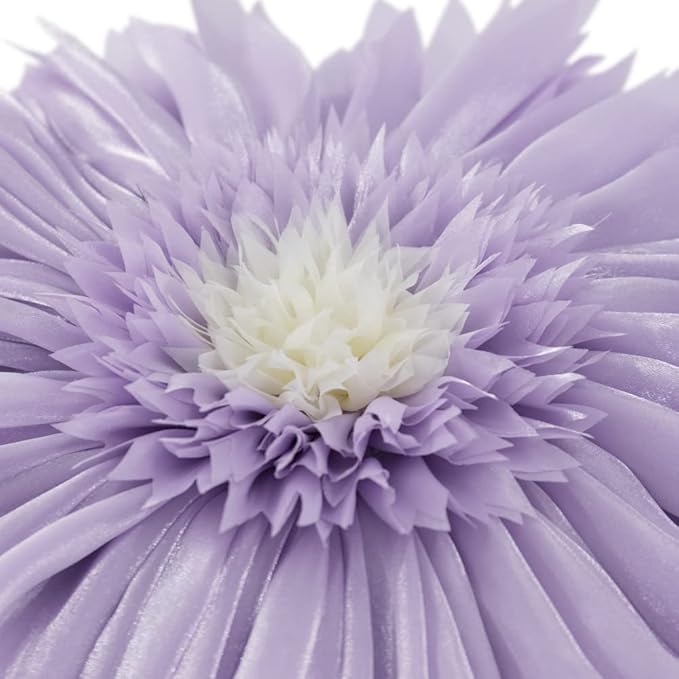 Decorative 3D Flower Round Throw Pillow with Inserts Included Handmade Cute Daisy Accent Pillow Soft Elegant Cushion for Bed Couch Chair Bedroom Living Room Home Decor 12Inch Lavender Purple