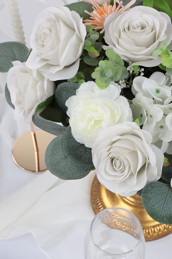 30pcs Roses Artificial Flowers Nude Silk Roses with Long Stems Fake Flowers for Wedding Bouquet Centerpices Decorations Party Bridal Baby Shower Home Decor