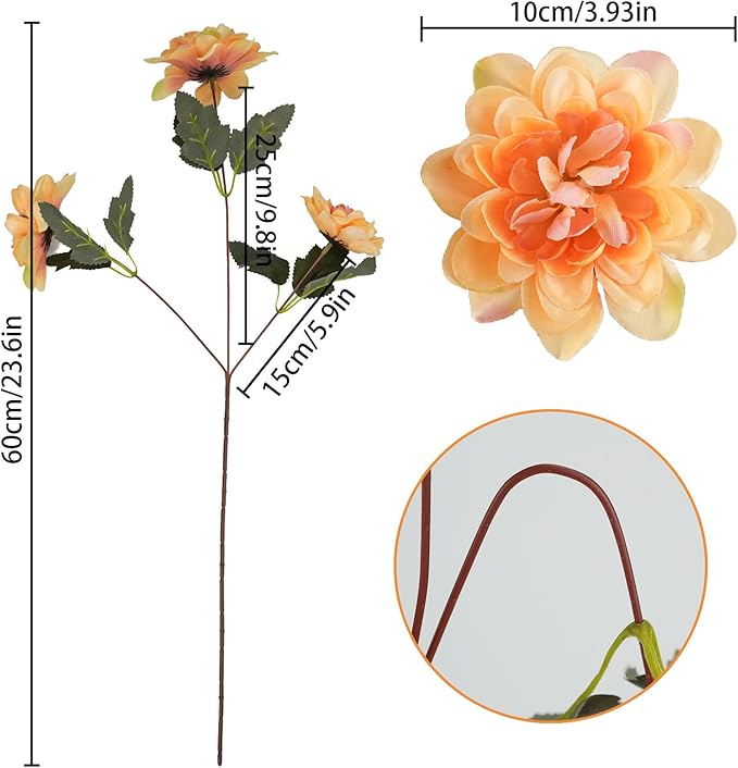 Uieke 6PCS Artificial Fall Daisy Mums Flowers with Stem, Silk Chrysanthemums Flowers Arrangement for Home Party Wedding Bouquet Thanksgiving Table Centerpieces Decor (Champagne)