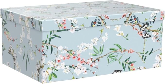 Soul & Lane Butterflies in Flight Photo Storage Boxes (Set of 3): Nesting Boxes with Lids, Floral Decorative Cardboard Containers, Paperboard Picture Storage for Photos, Nature Decor Cartons