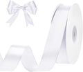 White Ribbon 1 Inch 50 Yards White Satin Ribbon for Crafts DIY Hair Chair Cheer Bows Christmas Bedroom Decor Gift Wrapping Wedding Invitation