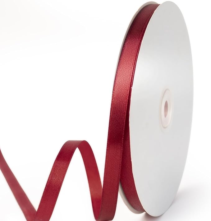 3/8" x 100 Yards Satin Ribbon - Burgundy Silk Ribbon with Spool - Ideal for Gift Wrapping, Floral Bouquets, Crafts, Wedding Party Decorations, Christmas and Sewing Projects