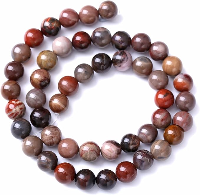 6MM 60PCS Natural Stone Petrified Wood Jasper Loose Beads for Jewelry Making DIY Bracelet