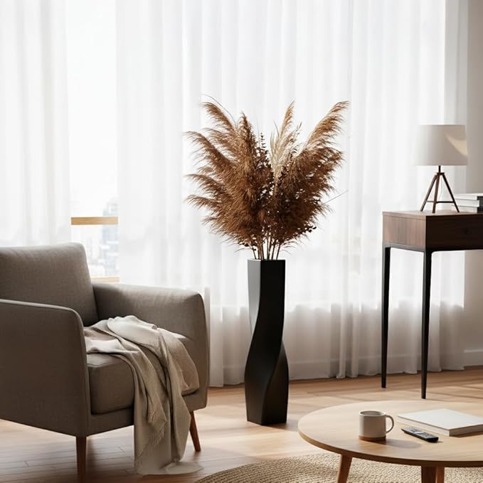 Tall Vase On Floor, 27.56" Twisted Geometric Flower Vase for Home, Living Room, Flower Centerpieces, Shelf, Table, Decor, Creative Unique Decorative Vases