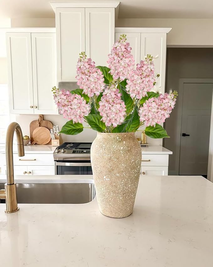 Artificial Lilac Flowers 30" Tall – Set of 3 Silk Lilac Flower Stems for Home Decor, Wedding Centerpieces, Faux Floral Arrangements – Light Pink Artificial Flowers for Vase, Spring & Farmhouse Décor