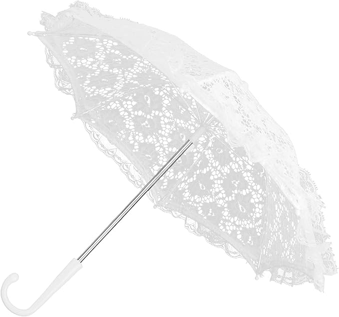 Hilitand Lace Umbrella White Embroidery Fashion Romantic Wedding Party Photography Decoration Umbrella Lightweight Mesh Parasol Lace Umbrella