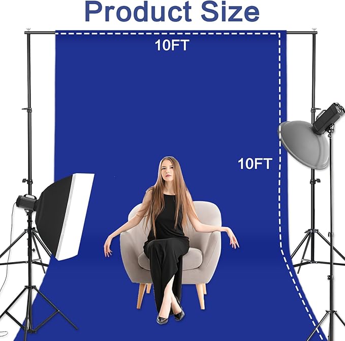 GFCC Royal Blue Backdrop Background - 10ftx10ft Blue Photo Backdrop for Photoshoot Photography Background Screen Video Recording Curtain