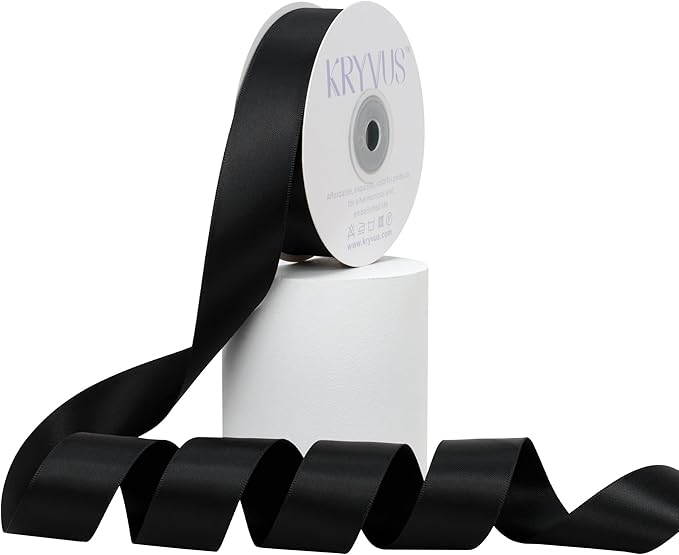 Black Satin Ribbon, Double Faced 1 Inch X 25 Yards Black Ribbon, Premium Satin Ribbon for Gift Wrapping, Crafts, Hair Bow Making, Sewing, Flower Bouquet, Wedding Party Decor