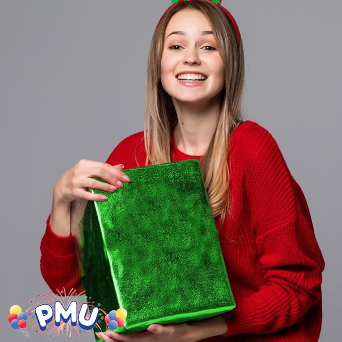 PMU Gift Wrap Mylar Roll Metallic Green 2-sided, 48 Inches X 25 Ft Roll 1.4 Mil Highly Reflective Mylar Film, Great for Gifts, Birthdays, Christmas, Baskets, Arts & Crafts