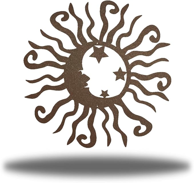 Riverside Designs Wacky Solar Moon Metal Wall Art Steel Outdoor Decor | Heavy-Duty and Waterproof | Made in USA (Rust, 24L x 24W)