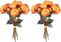 Artificial Peonies Flowers 2 Bouquets Vintage Peonies 18pcs Orange Peonies with Stems Silk Peony Flowers for Terracota Wedding Decoration Bride Bouquet Flowers Crafts Floral Arrangement (Sunset)