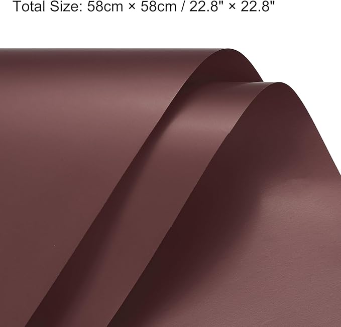 MECCANIXITY Pearlescent Film Flower Wrapping Paper 22.8x22.8 Inch Waterproof for DIY Crafts, Gift/Gift Box Packaging Chocolate Color Pack of 20