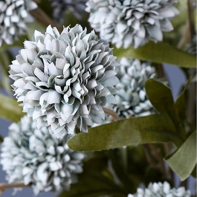 Artificial Flowers for Vases 20.5 Inch 10 Stems，Silk Dried Fake Mums Bouquet Indoor Faux Floral Arrangements for Decoration (Blue)