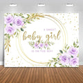 Mocsicka Floral Sweet Baby Girl Backdrop It's a Girl Baby Shower Background Watercolor Lavender Purple Floral Baby Shower Party Cake Table Decoration Photo Booth Props (7x5ft)
