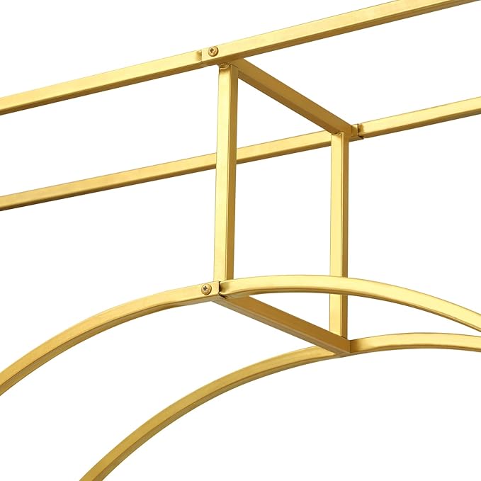 Wedding Arch Backdrop Stand, 7.9 Ft Heavy Duty Gold Metal Square Wedding Arch, 3D Floral Balloon Frame Flower Stand for Garden Indoor Outdoor Party Birthday Parties Engagements Decoration