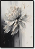 Hand Painted White And Black Flower Canvas Wall Art for Living Room,Framed Floral Oil Paintingfor Bedroom, Modern 3D Floral Artwork Wall Decor for Office Home Decor 28" x 40"