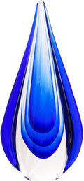 Luxury Lane Hand Blown Water Drop Sommerso Art Glass Sculpture for Home Decor 11 inch Tall Centerpiece Table Decoration