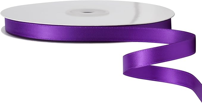 LIUYAXI Purple Double Faced Satin Ribbon, 3/8" X Continuous 25 Yards, Ribbons Perfect for Gift Wrapping Bows Bouquet Wedding Decor DIY Craft and More