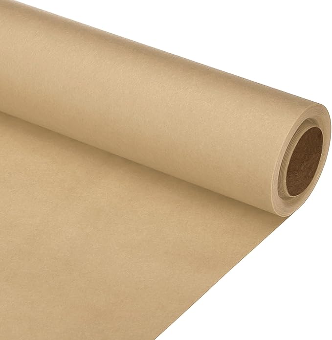 PATIKIL Wrapping Paper, 12"x400"(33') Bulletin Board Paper Roll Kraft Paper Roll Construction 80GSM for Shipping Packing Gift Wrapping Craft Flower Bouquet Christmas, Brown