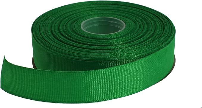 Solid Grosgrain Ribbon 25 Yard Each Roll 100% Polyester Woven Edge (1", Green)