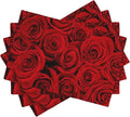Red Rose Linen Table Placemats Set of 4 Beautiful Red Rose Placemats Home Party Kitchen Indoor Holiday Rustic Washable Heat Resistant Table Mats 12 x 18 Inch