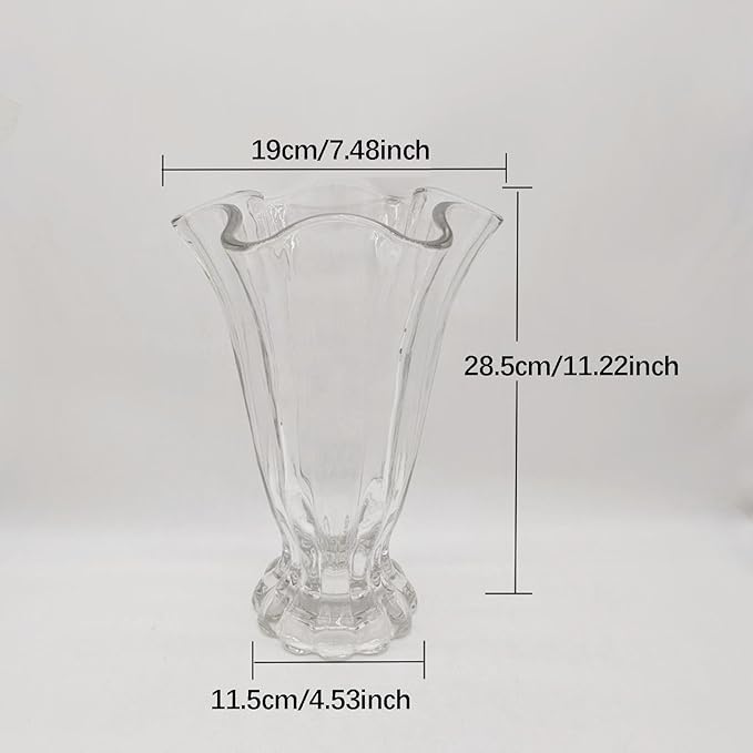Fenteer Clear Glass Vase for Centerpieces,Decorative Ornaments Transparent Flower Bouquets Vase for Housewarming Gift Home Decoration