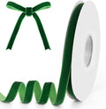 3/8" Wide x 10 Yards Velvet Ribbon, Vintage Single Face Velvet Ribbons for Gift Wrapping, Christmas Wrapping Bows, Wedding Decor, Sewing and More (Forest Green)