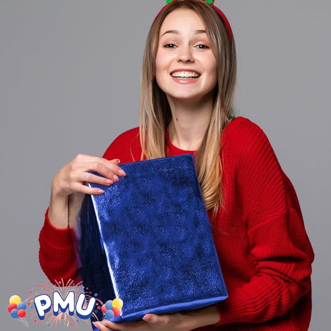 PMU Gift Wrap Mylar Roll Metallic Royal Blue 2-sided, 48 Inches X 100 Ft Roll 1.4 Mil Highly Reflective Mylar Film, Great for Gifts, Birthdays, Christmas, Baskets, Arts & Crafts