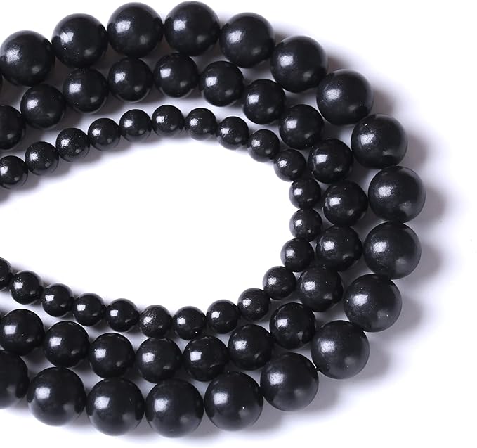 160PCS 4MM Natural Stone Shungite Beads Crystal Loose Beads for Jewelry Making DIY Bracelet