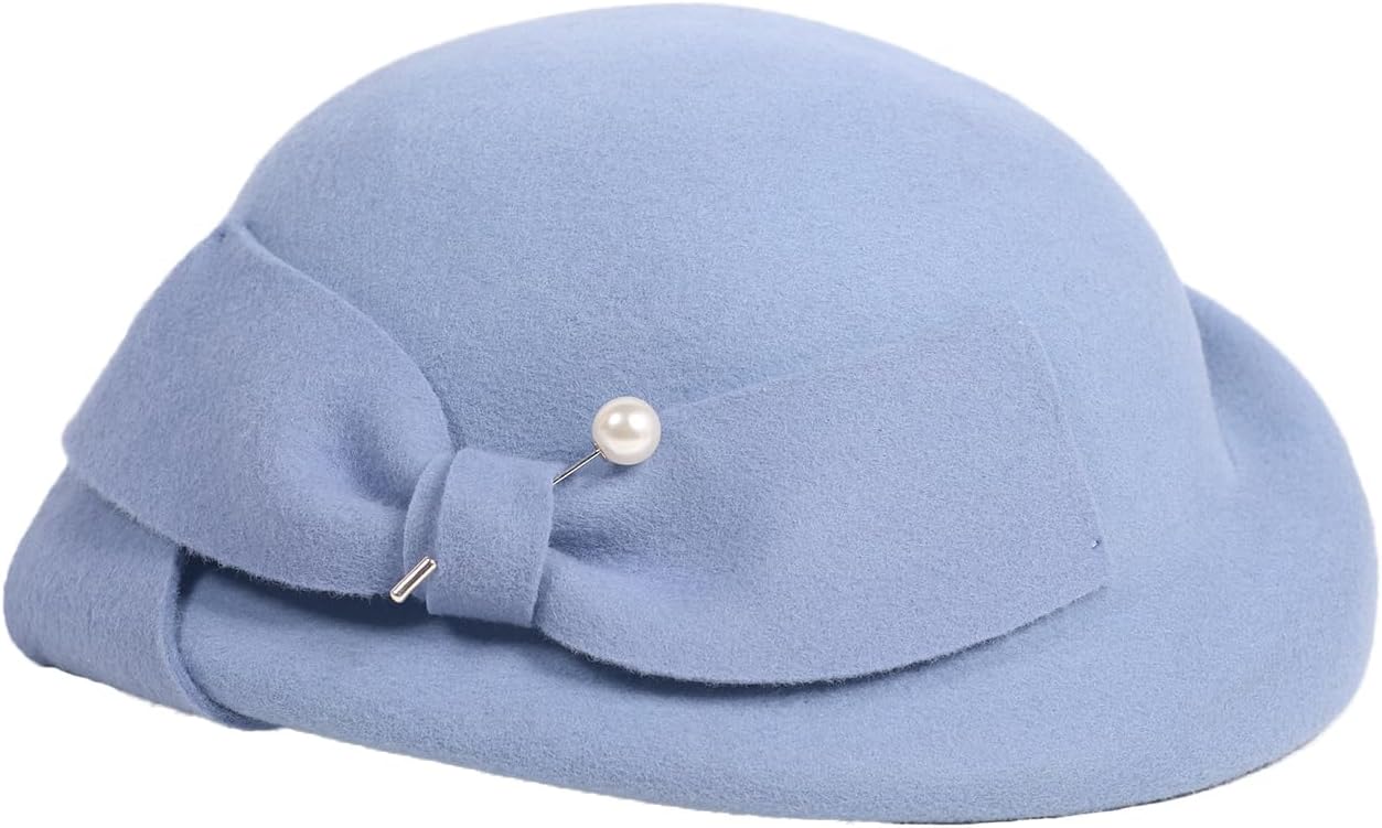 Women Wool Felt Ribbon French Fashion Vintage Millinery Beret Hats Top Cap Ladies Party Wedding Fedoras Chapeau